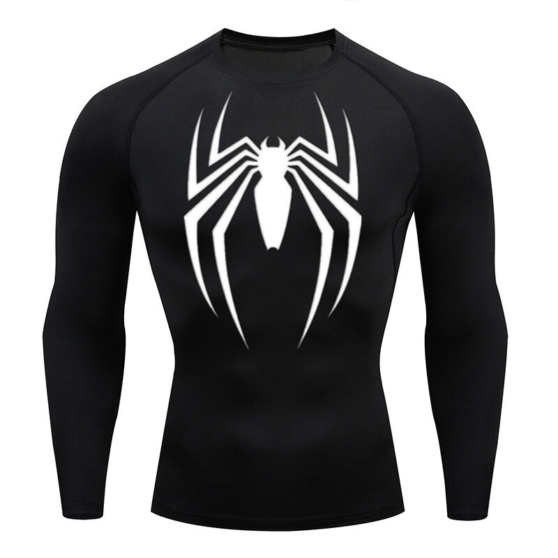 Camiseta de manga curta de aranha masculina, quatro estações, compressão casual, gola redonda, aranha, estampa 2D, multicolorida, tendência, férias