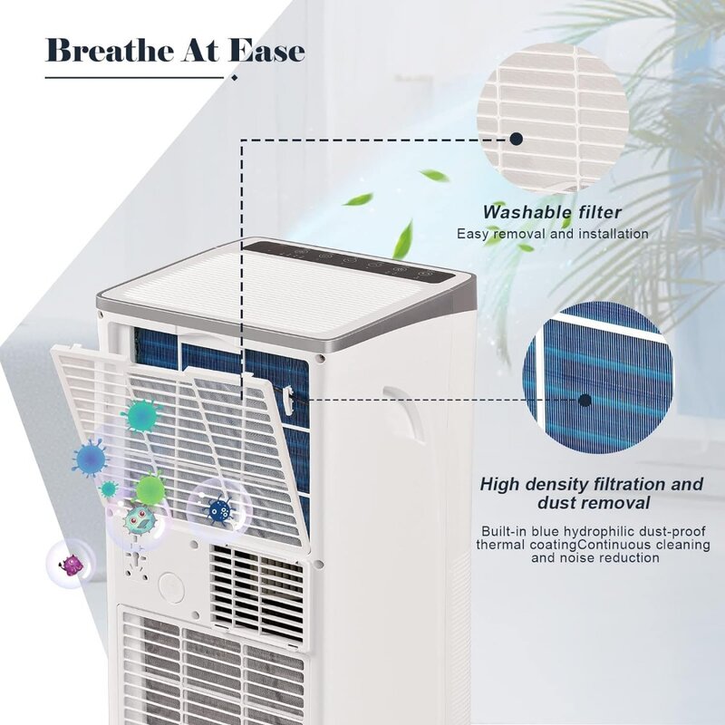 مكيف هواء محمول مع أوضاع مزيل الرطوبة والمروحة المدمجة ، جهاز التحكم عن بعد ، يتضمن مجموعة تثبيت النافذة ، 4 في 1 ، 10000 وحدة حرارية بريطانية