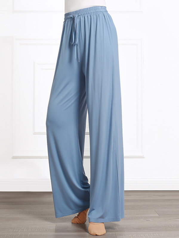 Классическое современное танцевальное платье для взрослых, модель, однотонные свободные женские брюки с высокой талией и широкими штанинами