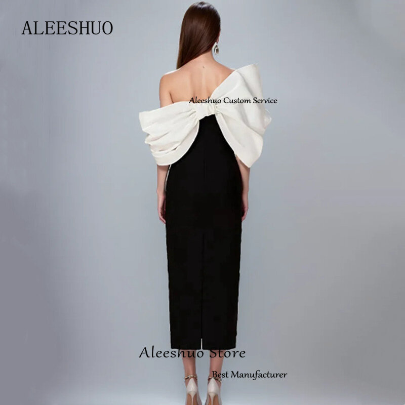 Aleeshuo-vestido de noche sin tirantes, prenda de satén con hombros descubiertos, sin espalda, hasta el tobillo, Formal, para fiesta