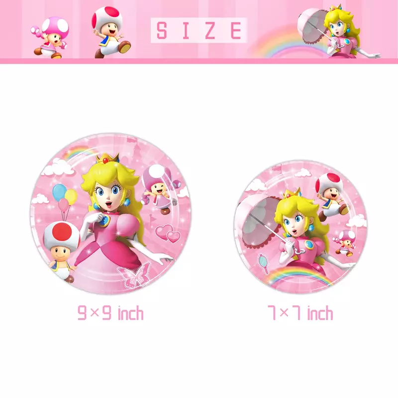 Princess Peach Party Decoration Disposable Tableware Cup Plate Tablecloth Napkin Gift Bag Balloon for Kids Girls Baby Shower