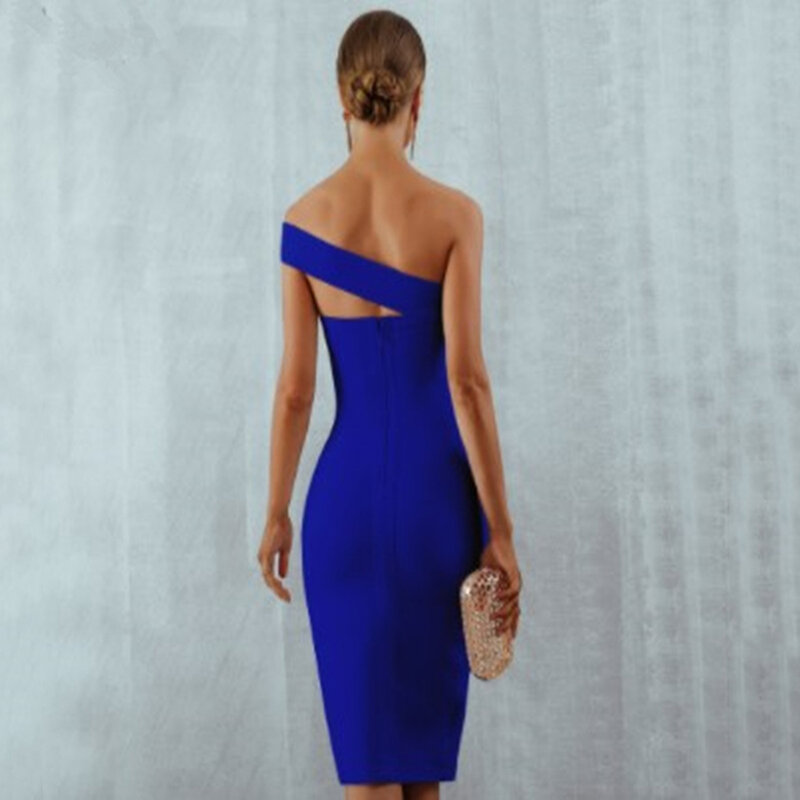 Женское Бандажное платье на одно плечо, белое или синее платье без бретелек, лето 2022