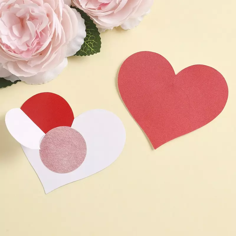 12 Paris Disposable Poly Satin Heart Style Invisible Nipple Cover Tape Overlays on Bra Nipple Pasties Stickers for Women Girls