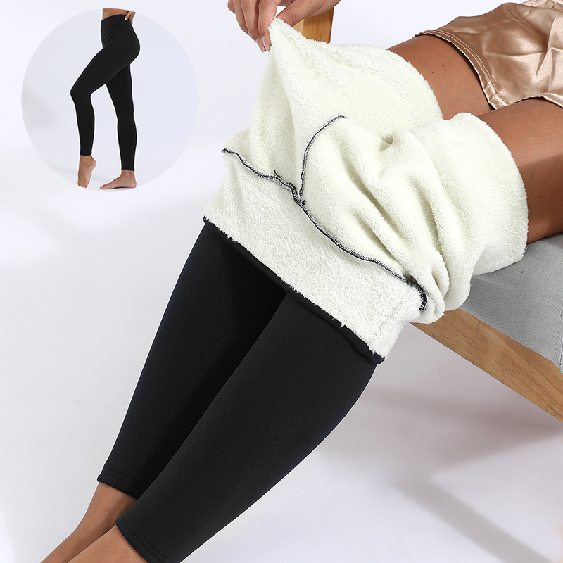 Зимние леггинсы, теплые плотные эластичные кашемировые леггинсы из ягненка, облегающие Женские брюки для фитнеса