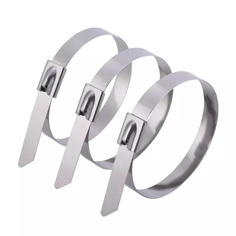 60/20Pcs Stainless Steel Cable Ties Reusable Self-sealing Fastening Rings Metal Zip Cables Tie Organizer Hardware Accessories
