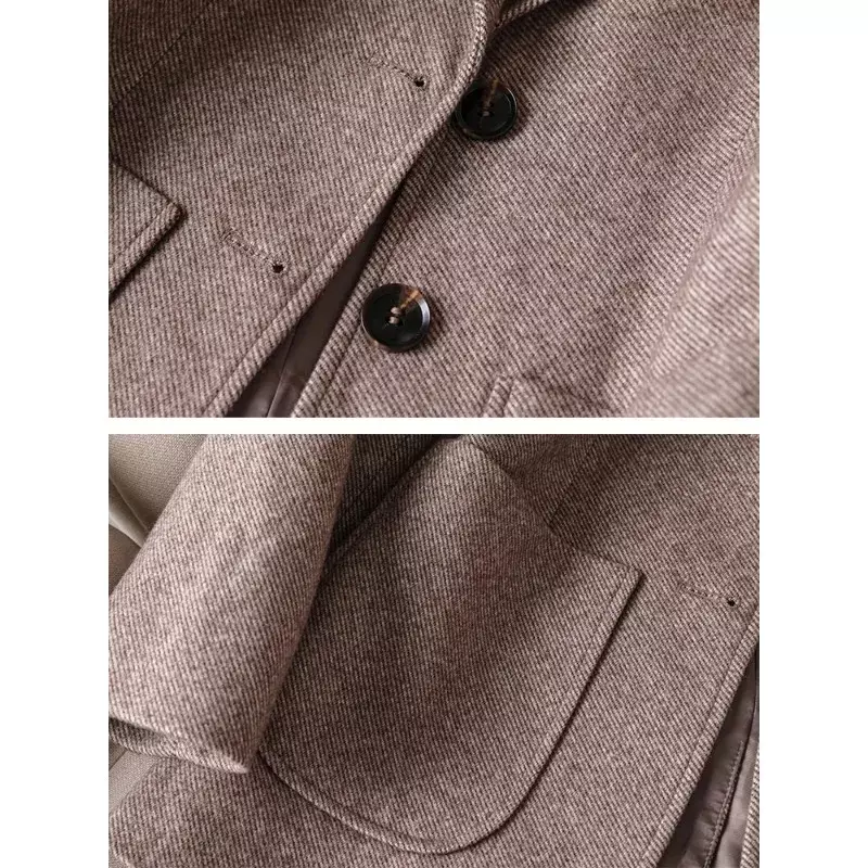 Blazer feminino de peito único, jaqueta formal para senhoras, casaco monocromático feminino, cinza e café, manga longa, roupa de trabalho, outono e inverno