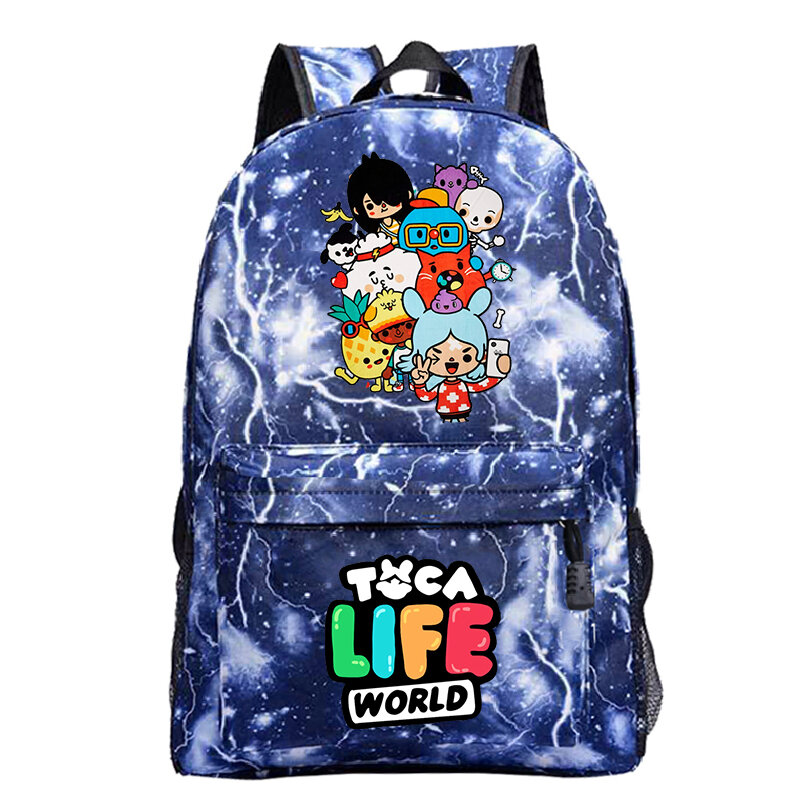 Mochila escolar Toca Life World para crianças, mochila leve, mochilas estampadas para crianças e mulheres