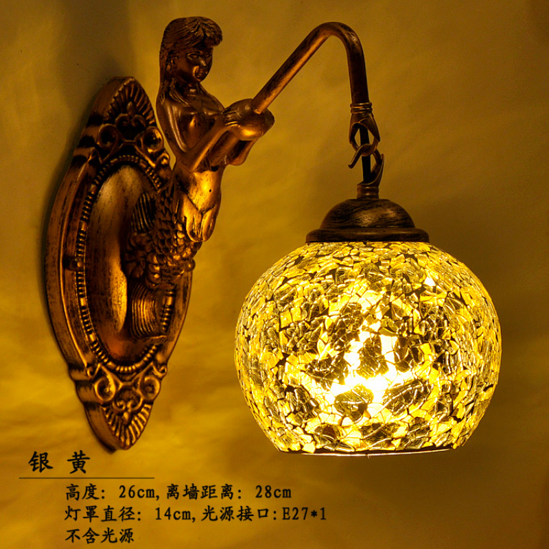 Lámparas de pared de estilo mediterráneo, iluminación decorativa hecha a mano, vidrieras antiguas, características exóticas, iluminación del hogar