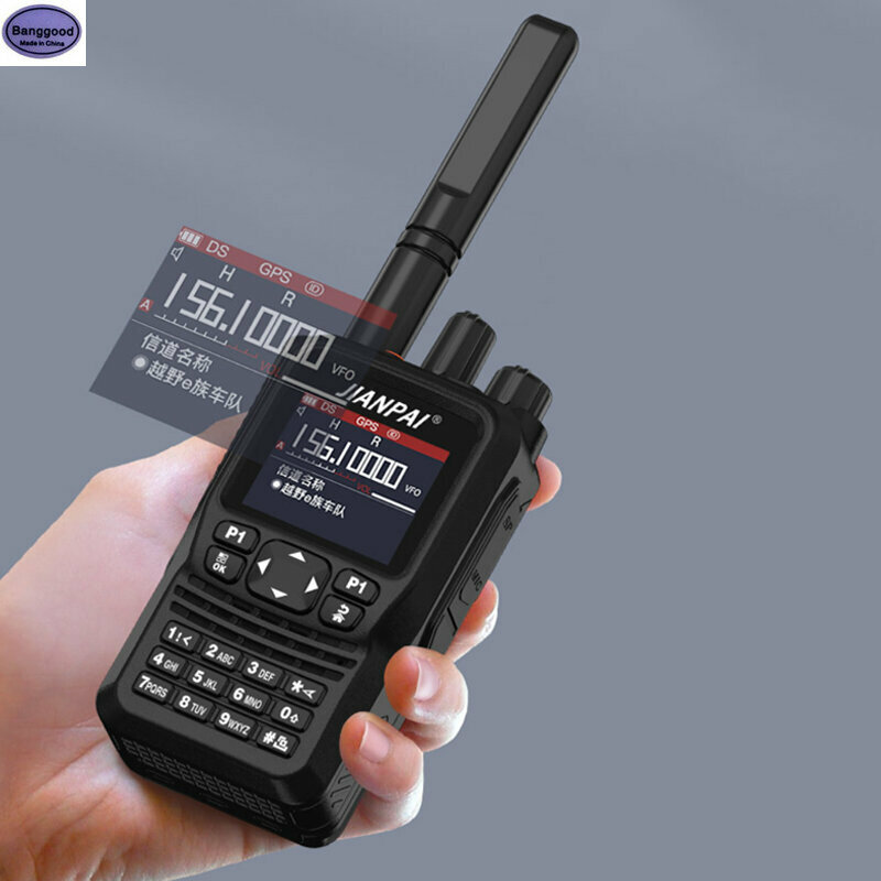 JIANPAI-Walkie Talkie, Dual Band, Posicionamento GPS, Carregamento Tipo C, Rádio Impermeável, 16 Canais, 8800 mAh, 10W, 5800mAh, Alta Potência
