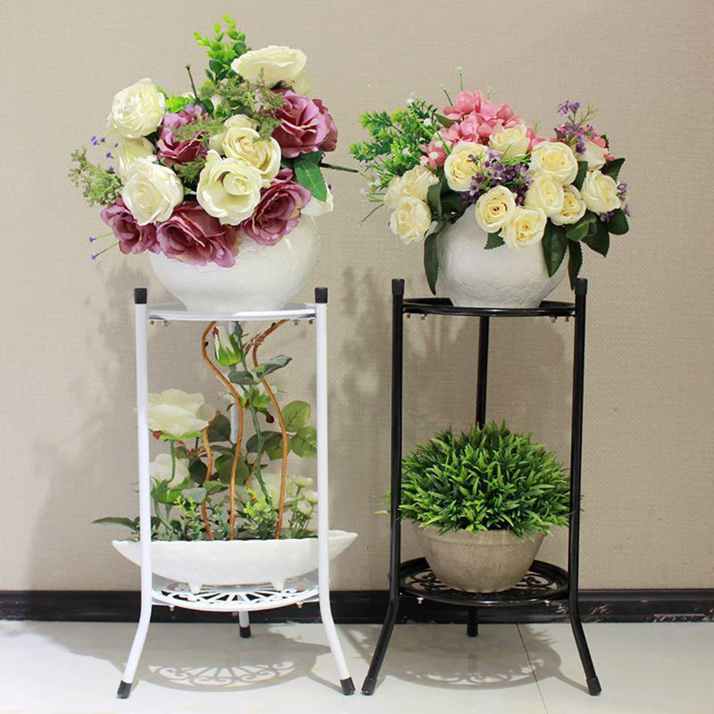 Supporto per piante alto a 2 livelli scaffale per piante in metallo supporta Rack per la decorazione domestica di interni ed esterni vaso di fiori decorazioni da giardino