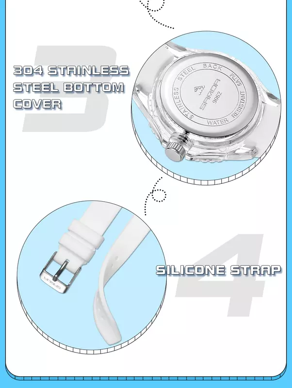 2024 Sanda 브랜드 전자 쿼츠 시계, 야외 방수 심플 달력 투명 케이스, 어린이용 인기 쿼츠 시계