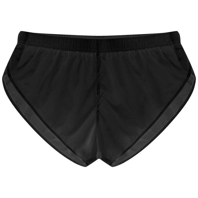 Mens Shorts Semi See-Through Swimming Trunks Sides Split Elastic Waistband Boxer Shorts Bathing Short Pants Beachwear Swimwear