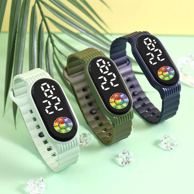 LED Display Wrist Watch para crianças, Eletrônico impermeável Sports Wristwatch, ajustável com data de tempo