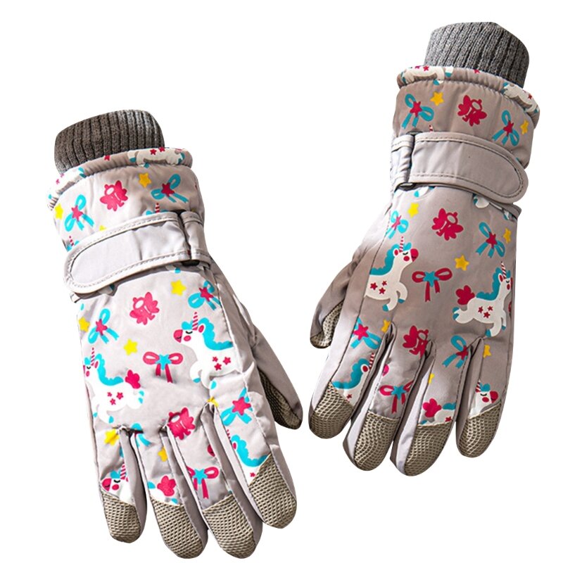 Dzieci puchate rękawiczki zimowe rękawice narciarskie rękawiczki jeździeckie ciepłe rękawiczki oddychająca dziewczyna chłopiec rękawiczki przytulne Unisex ogrzewacze do rąk