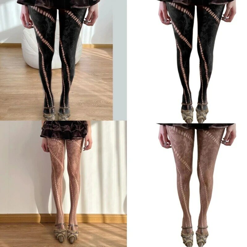 Stoking Bermotif Tipis Tipis Musim Panas untuk Wanita Stoking Seksi Manis Pantyhose Pinggang Tinggi Pantyhose Celana Ketat