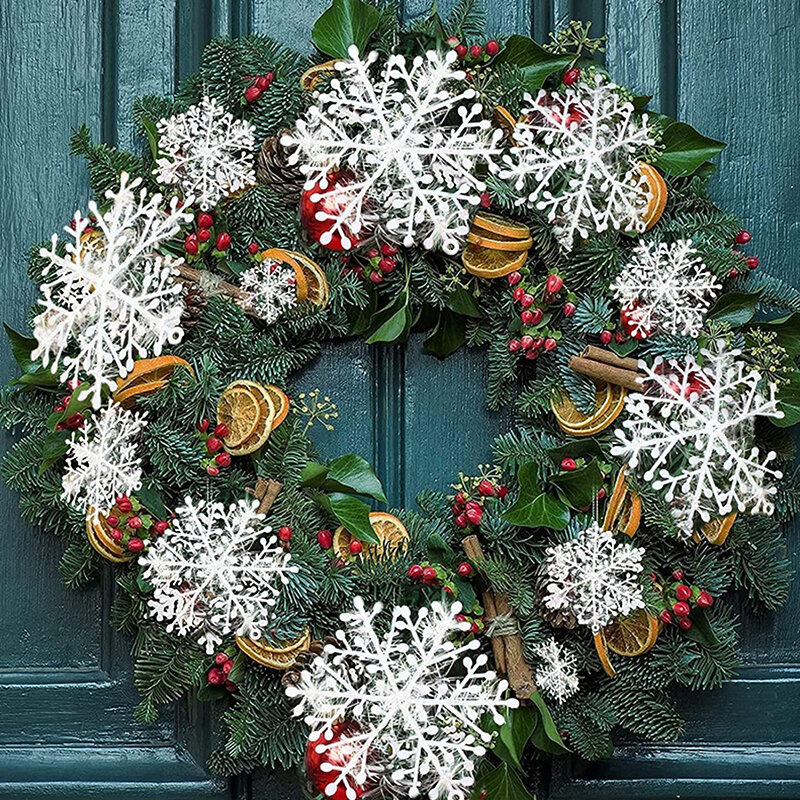 15st Grote Kerst Sneeuwvlokken Ornamenten Kerstboom Opknoping Glitter Sneeuwvlok Decoratie Diy 2024 Nieuwjaar Slingers Decor