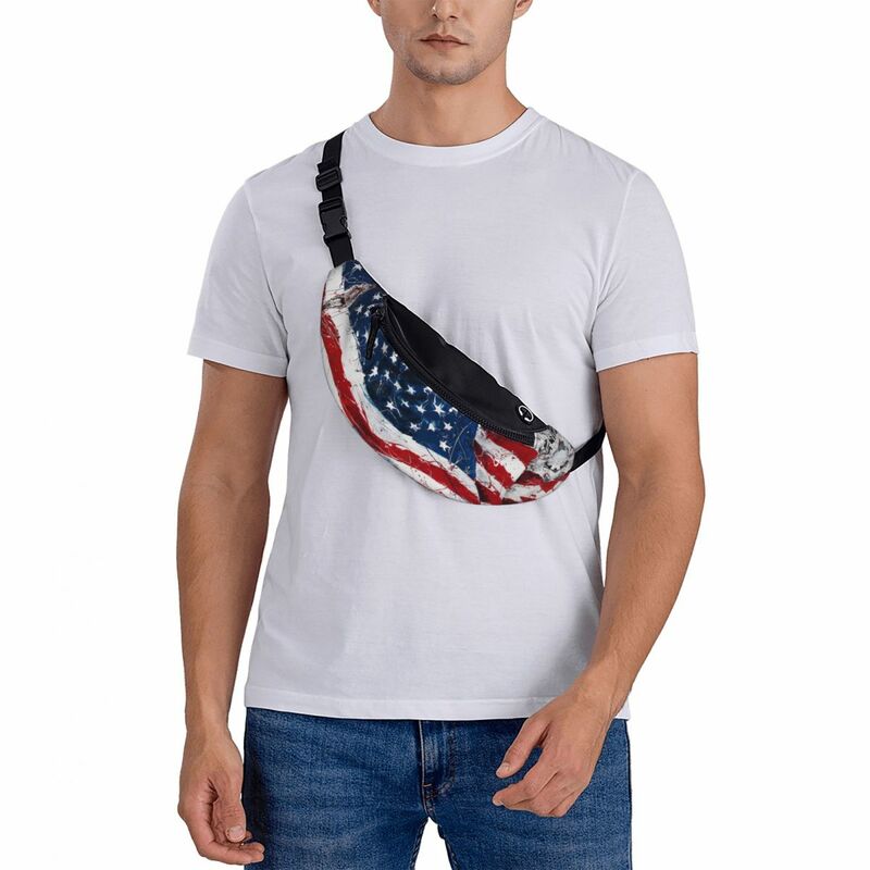 Bandeira unisex EUA American Chest Bag, Trendy Fanny Pack, Coisas