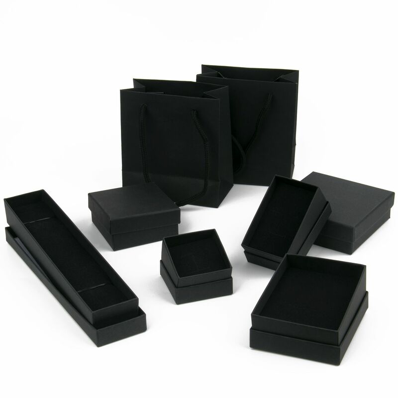 Шкатулки для ювелирных изделий, картонные подарочные коробки черного цвета для хранения ожерелий, браслетов, серег, колец, цепочек