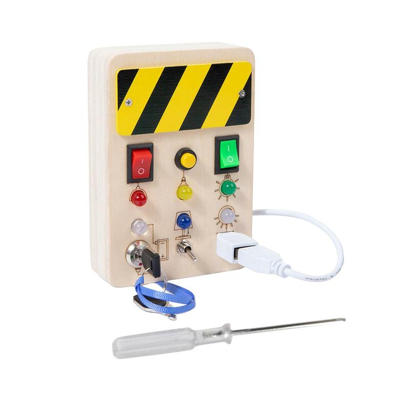Interruptor de luces de tablero ocupado, juguetes educativos tempranos con botón, Panel de Control de madera para niños pequeños, regalos para niños