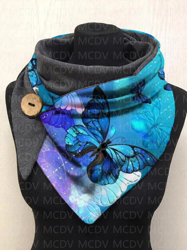 Женский теплый флисовый шарф и шаль с 3D принтом бабочки