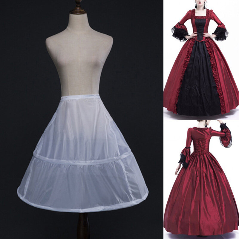 1PCS Polyester White Women's Netting Petticoat Retro Medieval Wedding Dress Underskirt Skirt Support 66cm/ 26 Inch 2023 New
