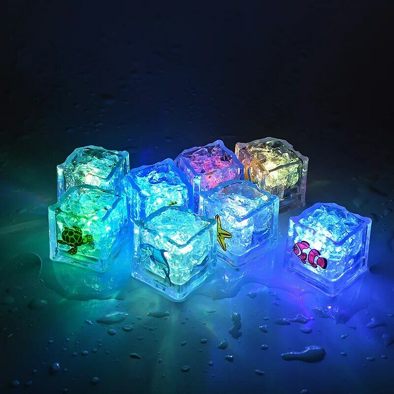 8ชิ้น/ล็อตห้องน้ำเด็กของเล่นเด็กเล่นน้ำ Ocean Magic Ice Cube ไฟ Ocean สัตว์ที่มีสีสันไฟของขวัญเด็ก