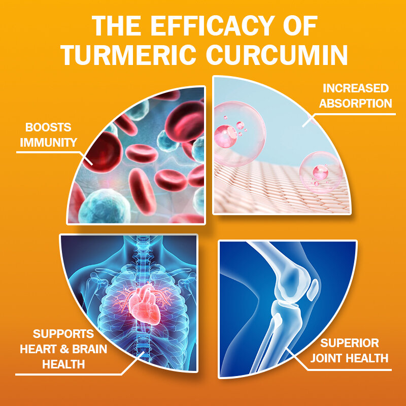 Ptvse Organic Triple Strength Turmeric Capsules with BioPerine 95% Curcuminoids Joint & Healthy Inflammation Support
