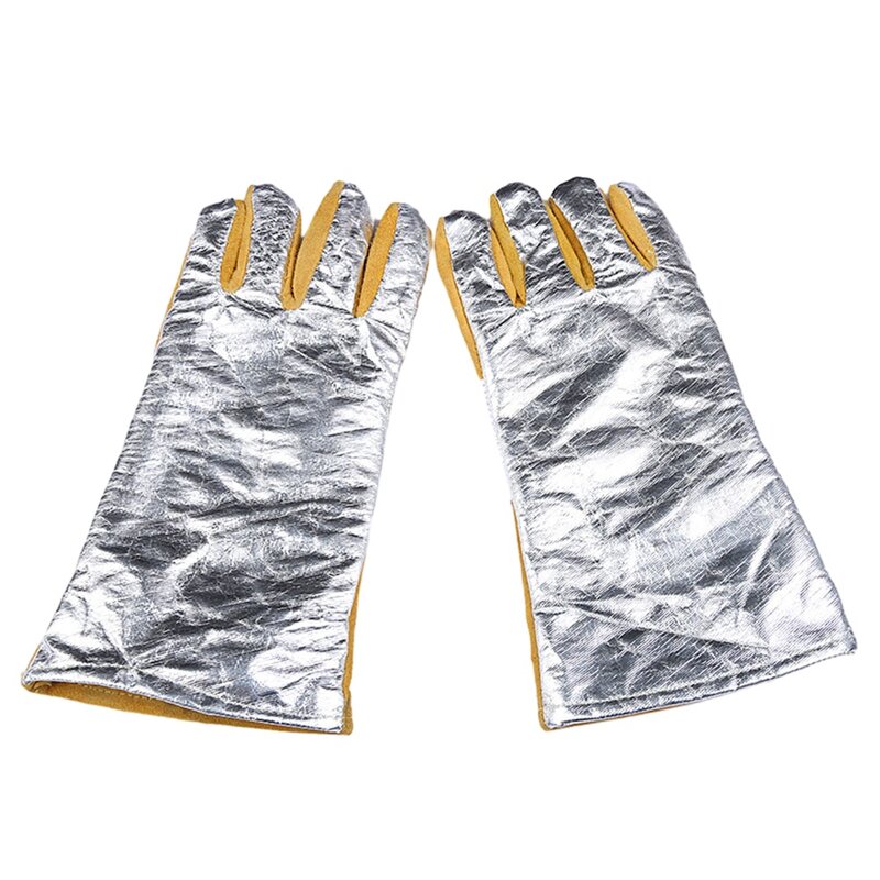 Guantes de soldadura de cuero resistentes al calor, guantes de soldadura de doble capa para barbacoa, horno, MIG, TIG, hombre y mujer, 35x15cm, 1 par