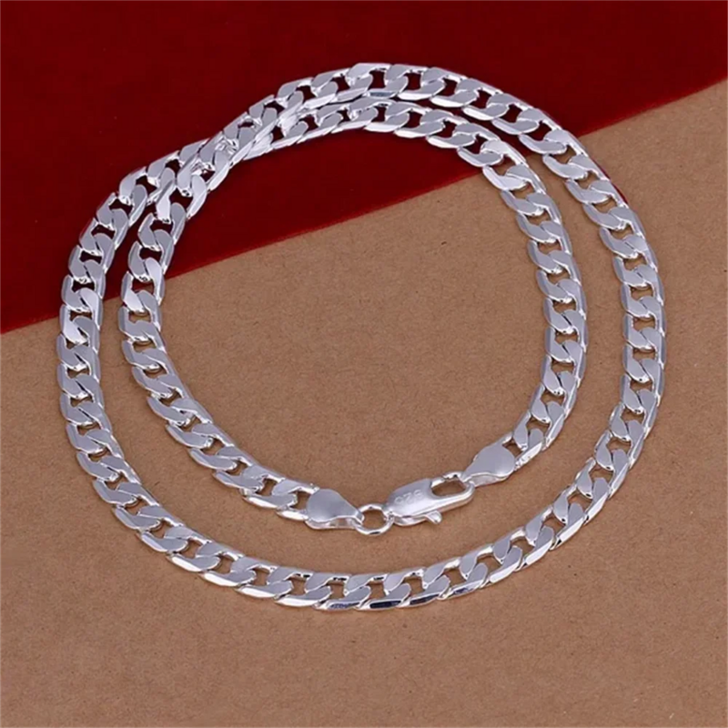 Lihong-classic 925 colar de prata esterlina para homens e mulheres, 6mm, corrente geometria, charme fashion, jóias de casamento, presentes de férias