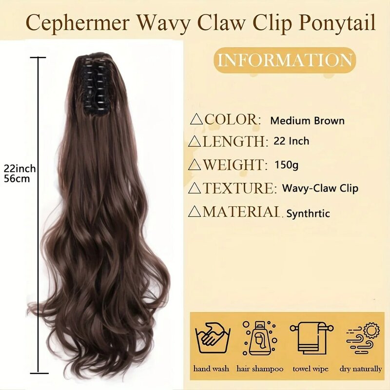 Body Wave Curly Claw Clip In Hair Extensions Paardenstaart Synthetische Pruik 22Inch Lang Haarstuk Vlechten Paardenstaart Elegante Vrouwen Haar Pruik