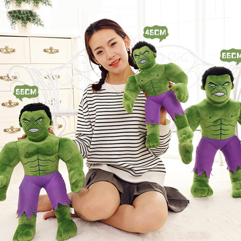 Jouets en peluche Hulk Disney pour enfants, 30/45/65cm, poupée de dessin animé les Avengers, oreiller en peluche doux, cadeaux d'anniversaire