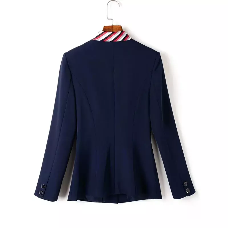 Chaqueta Formal de manga larga con lazo para mujer, Blazer elegante de oficina, color rojo, negro y azul marino