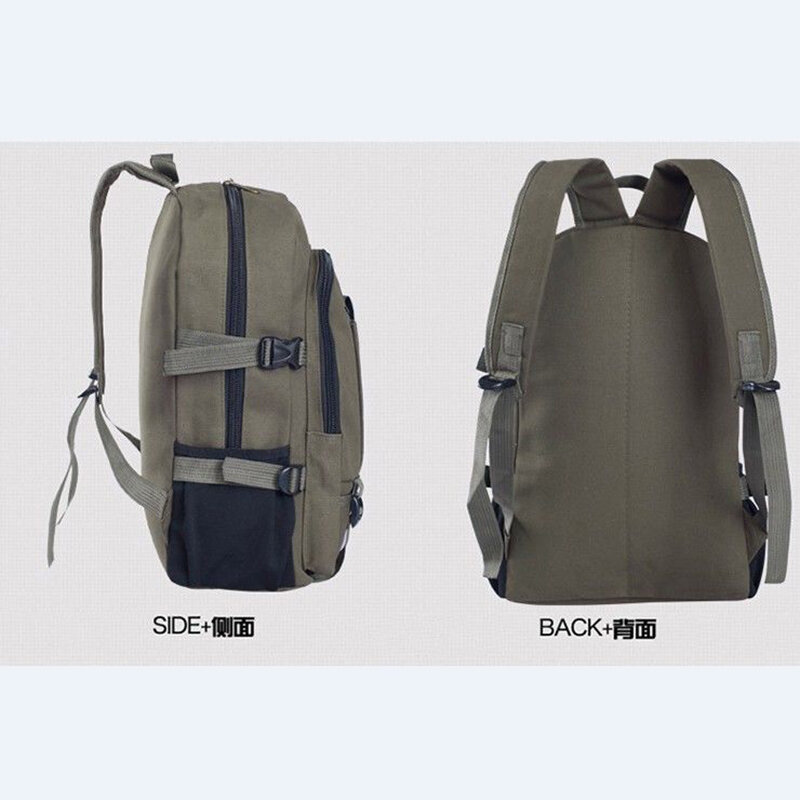 Men's Simple Durable and Wear-resistant Camping Laptop Hiking Large Capacity Canvas Fashion Youth Sports Bag Backpack