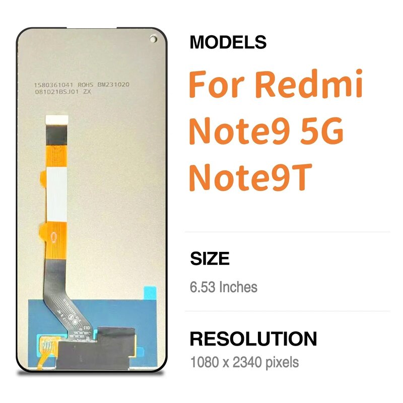 Pantalla LCD Original de 6,53 pulgadas para Redmi Note9T Note9 5G M2007J22G, montaje de digitalizador con pantalla táctil, repuesto
