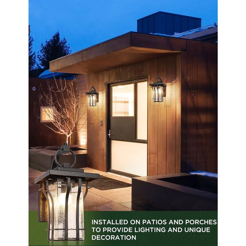 Lámpara de pared para exteriores, farol impermeable con montaje de iluminación para porche de vidrio sembrado