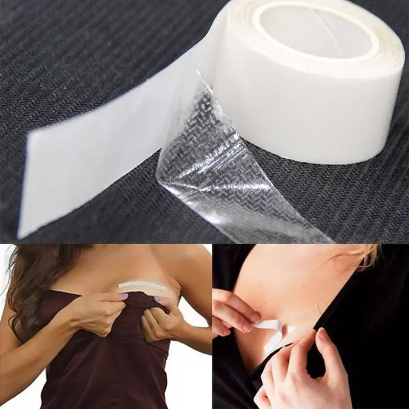 3M/5M Tahan Air Pakaian Kain Tape Anti-Glare Tak Terlihat Bahu Leher Non-Slip Tetap Dua Sisi Tanpa Tanda Stiker