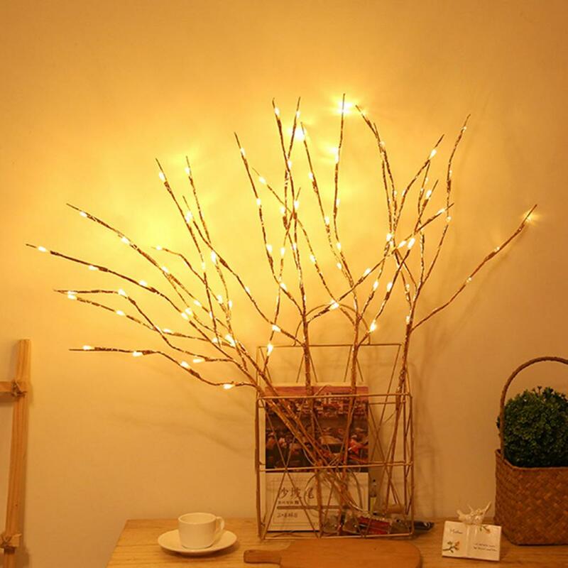 Lâmpada LED realista do ramo do salgueiro, luz noturna a pilhas, planta artificial, decoração Desktop Enhance
