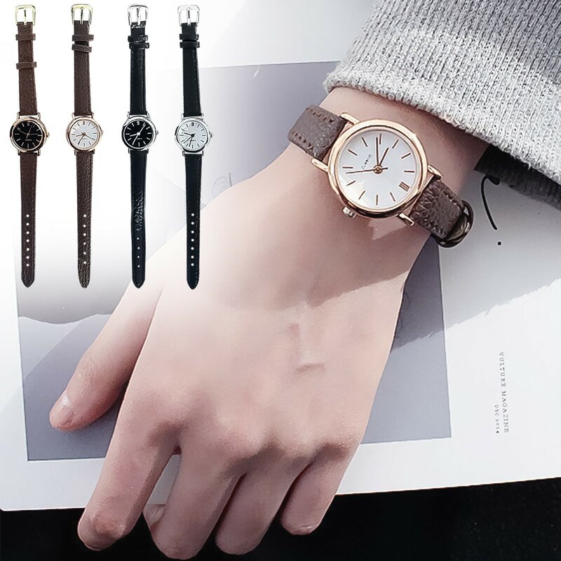 Bracelet en cuir à cadran rond pour documents, montre analogique à quartz, accessoires de montre-bracelet