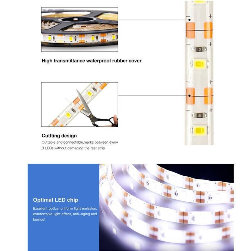 LED Under Cabinet Lights PIR Motion Sensor Dimmable Light Strip Wireless Waterproof USB Rechargeable Lamp for Wardrobe Stairway