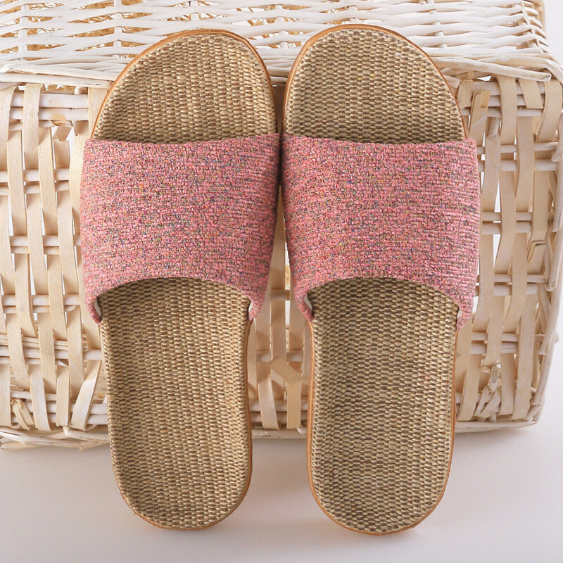 Scarpe da donna in lino scarpe da pavimento per il tempo libero abbinate a colori pantofole da casa estive pantofole da donna Open Toe scarpe basse
