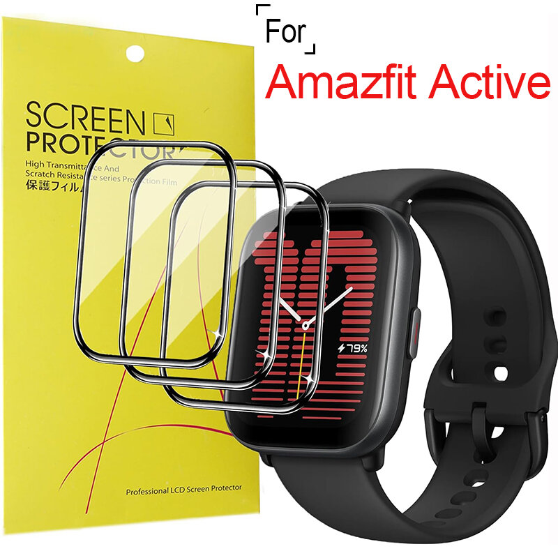 Protector de pantalla para reloj inteligente Amazfit Active, película protectora antihuellas suave, PET, no cristal