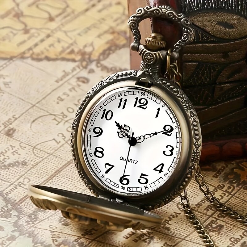 Классические кварцевые карманные часы в стиле ретро с бронзовой собакой, часы с подвеской-ожерельем, мужской подарок