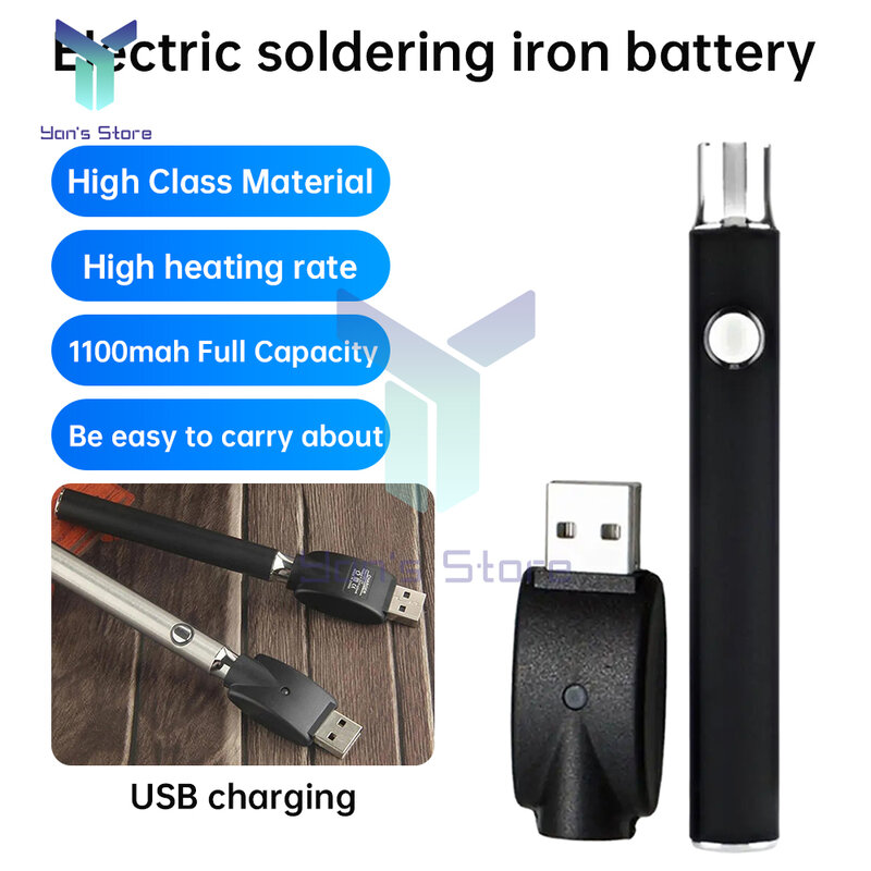 1100mAh 510 Thread Battery Cart Pen Button Battery Set Heat Devices Adjustment Heating Mini Soldering Iron Kit With USB Charger