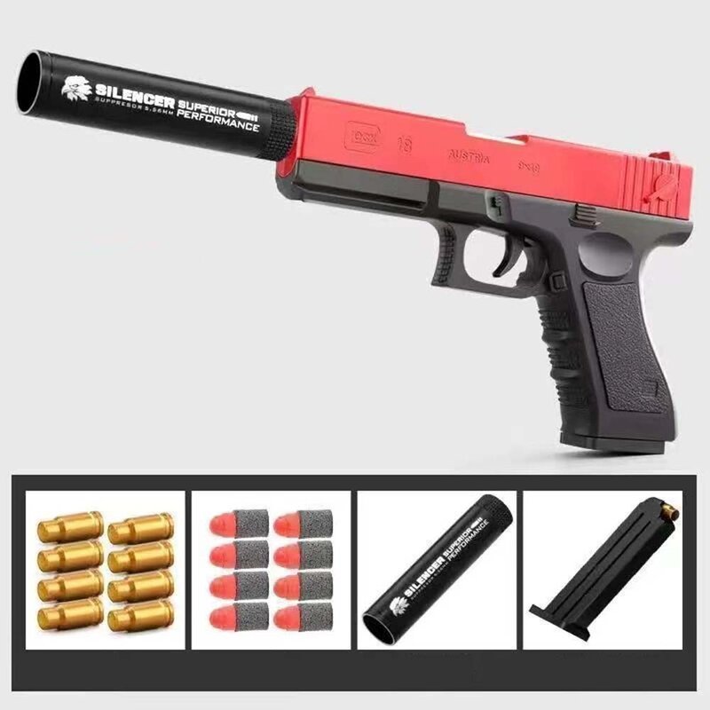 Pistola de juguete para niños, pistola de bala suave de eyección de concha