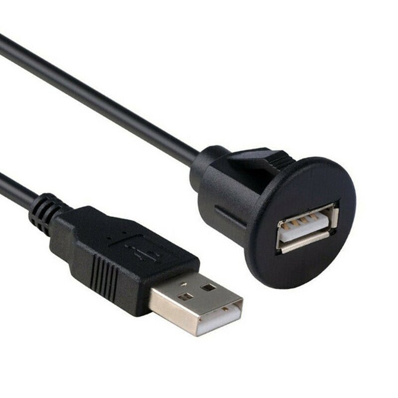 Cabo de soquete 1M USB 2.0 para montagem embutida no carro Cabo de extensão Painel Painel Linha de áudio