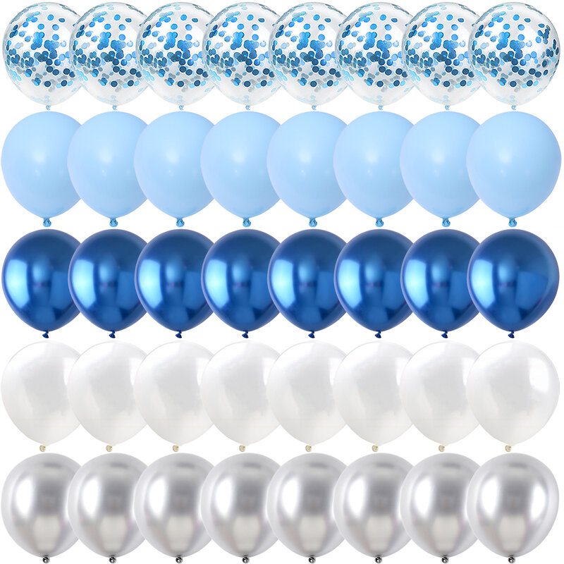 40PCS Night Blue White Blue Balloons Gender Reveal Wedding Valentine's Day Baby Shower Birthday Globos Party Decorations