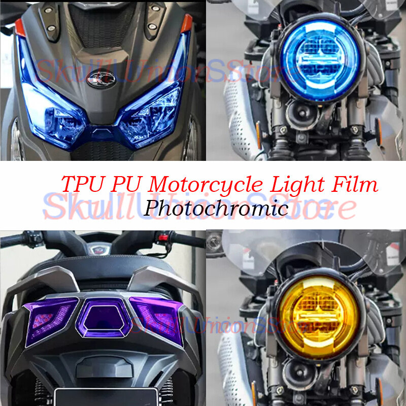 Lámpara de TPU antiarañazos para coche y motocicleta, película protectora fotocromática de PU, autocurativa, faro trasero, cambio de color, casco