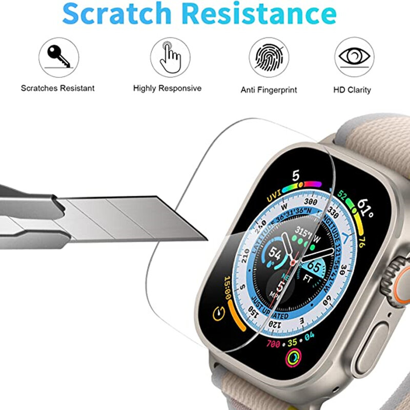 Tempered Glass for Apple Watch Ultra 49mm Screen Protector With Automatic Stick Film Tool for iWatch Ultra Pro 49mm Accessories