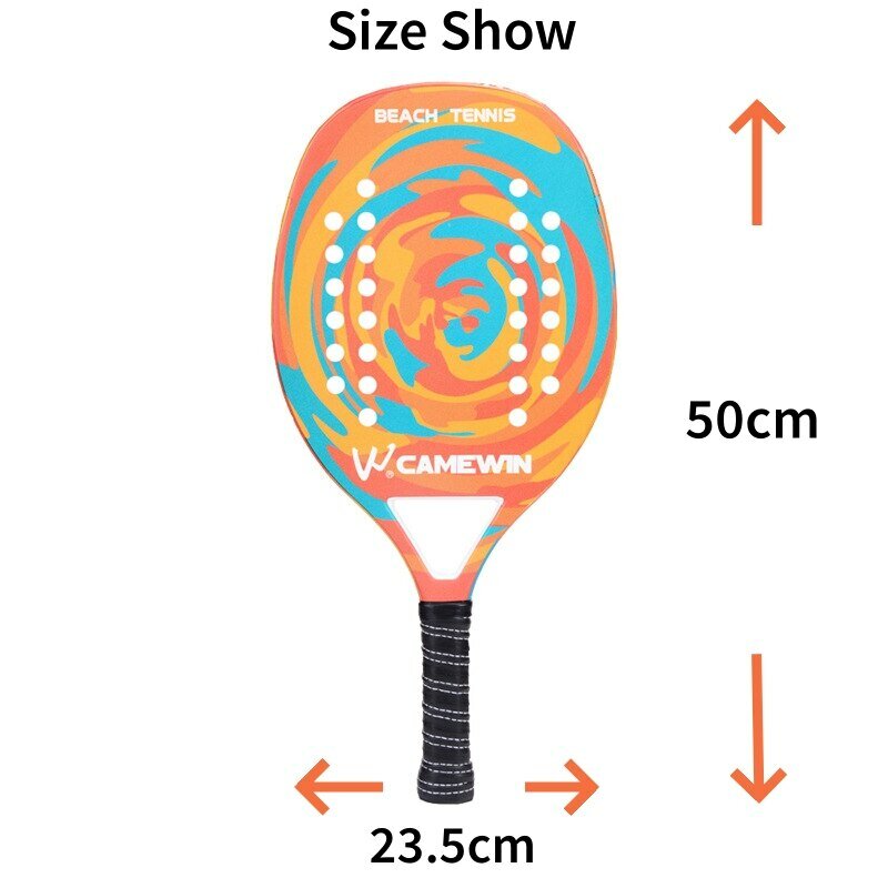 Beach Tennis Racket Camewin Padel Paddle 50% Carbon Fiber EVA Core Tennis Racket Lightweight With Protective Bag Cover Soft Face