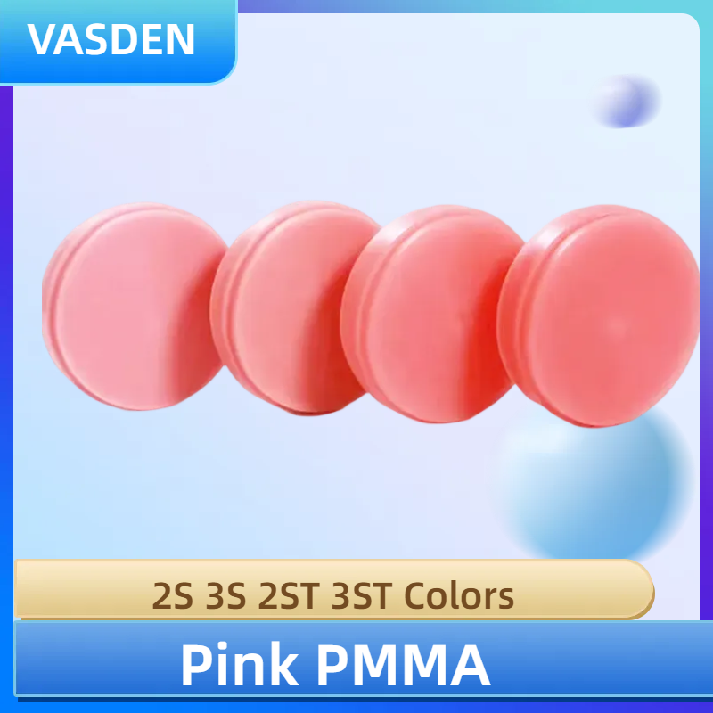Bloques de PMMA monocromáticos para fresado CAD/CAM, suministro Dental, disco PMMA, color rosa, od98 mm
